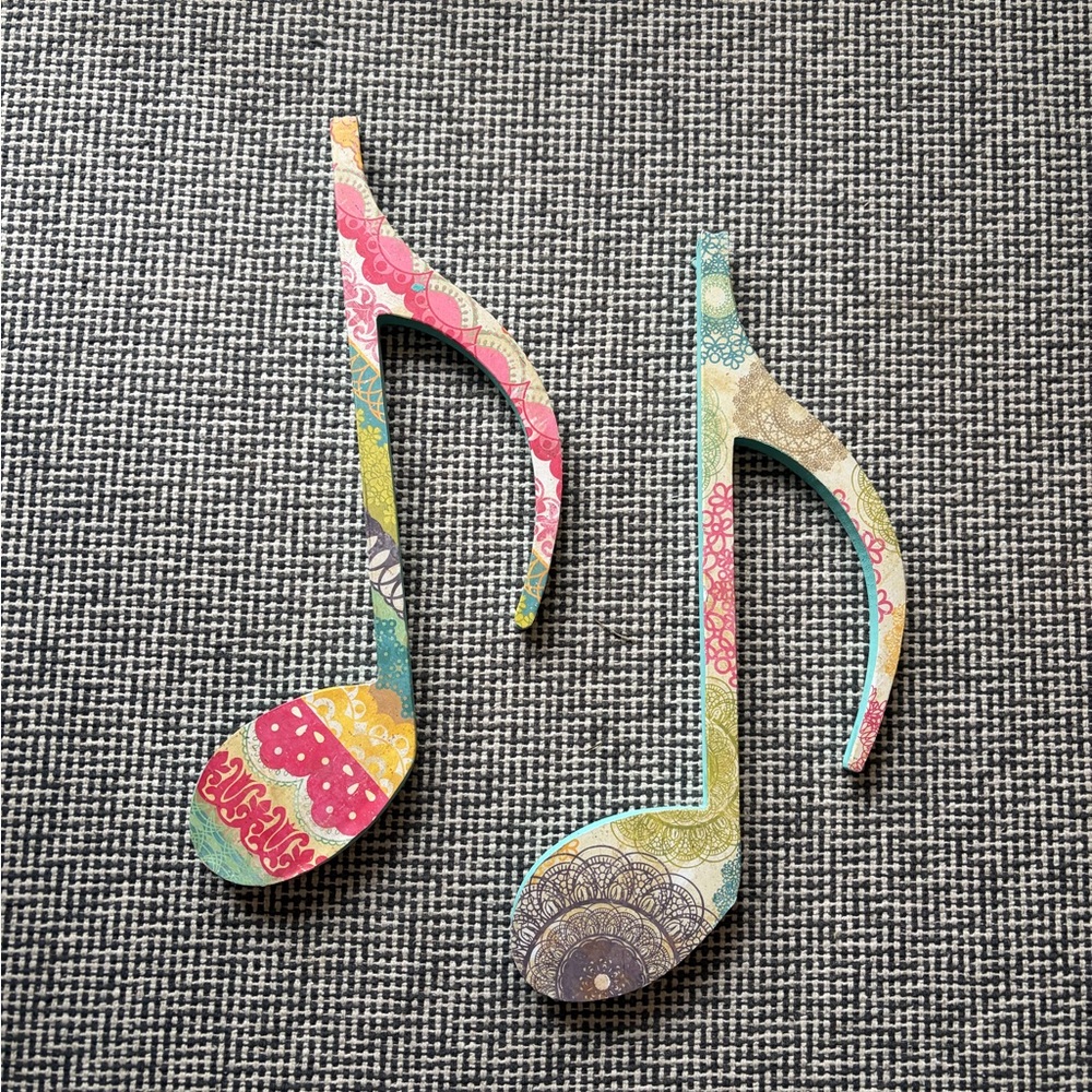Rainbow Wood Eighth Note Wall Hangings